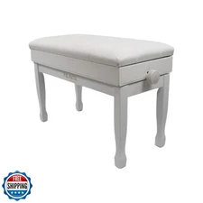 FILISITE Adjustable Height Piano Bench with Storage, Solid Wood Duet Keyboard