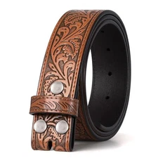 Women Men Western Belt Strap Genuine Fit waist 38-41 inches 02-brown(style 02)