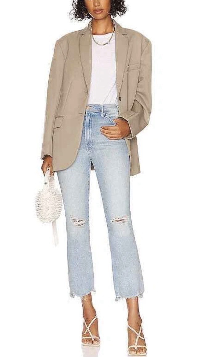 Mother The Hustler Ankle Chew Jeans Wash Petal Plucker Blue Size 27 Distressed