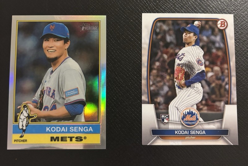 Topps 2023 Kodai Senga Mets RC Heritage #708 & Bowman 25’ Refractor 2-Card Lot