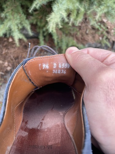 Allen Edmonds McGregor blau Wildleder Budapester Brogue elegante Schuhe 9,5 D Herren Leder - Bild 8 von 8