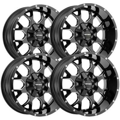 (Set of 4) Mayhem 8015 Warrior 20x9 8x180 +0mm Black/Milled Wheels Rims 20'' Inch
