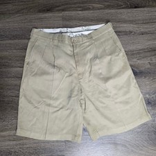 Tommy Bahama Mens 32 Silk Bamboo Pleated Shorts Khaki Tan Herringbone Tropical