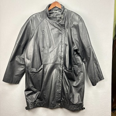 Y2K Vintage Global Identity G-III Black Leather Jacket Women 22/24 Plus Zip Coat