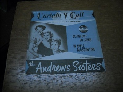 ANDREW SISTERS PICTURE SLEEVE ''ONLY''.  APPLE BLOSSOM TIME / BEI MIR BIST DU SCHO