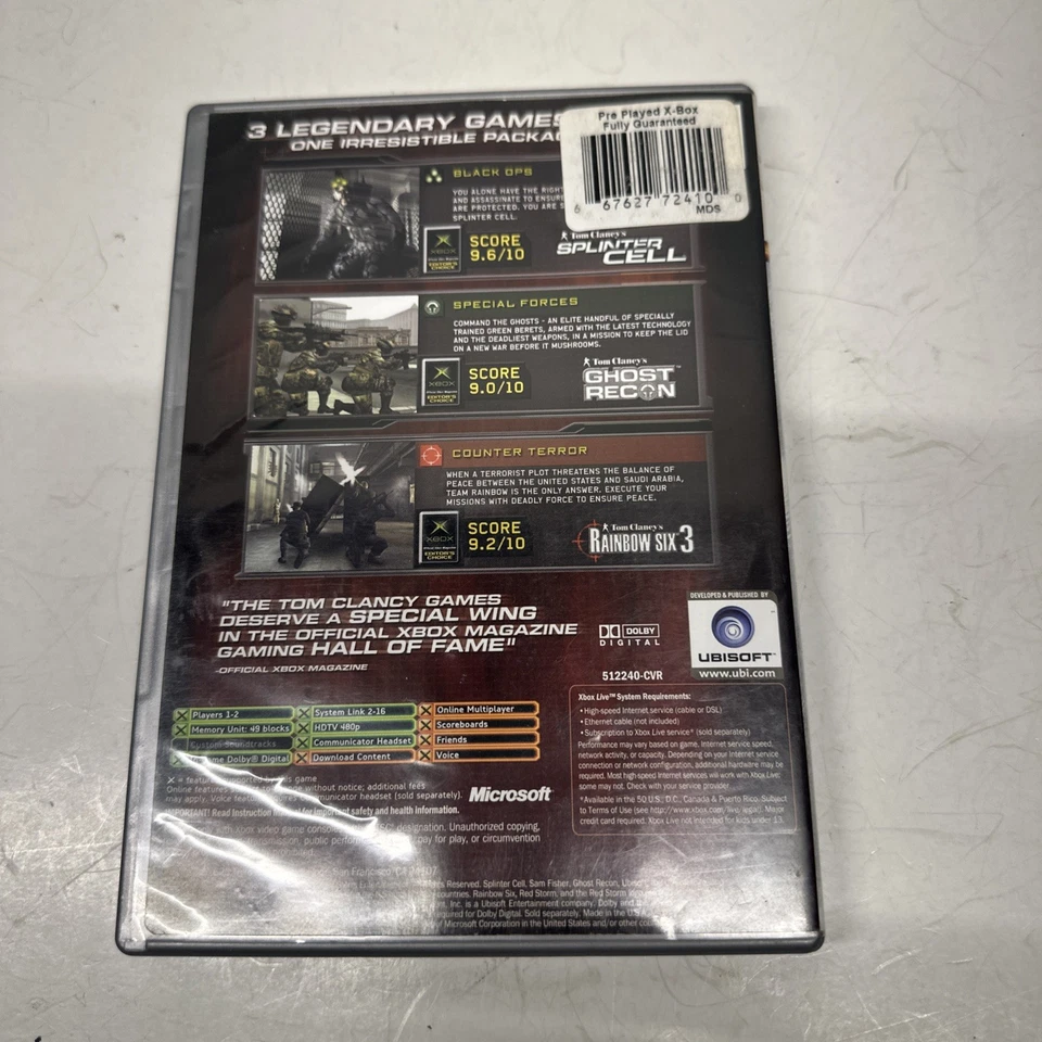 Original Xbox Tom Clancy’s Classic Trilogy Platinum Hits - CIB - Image 4 of 4
