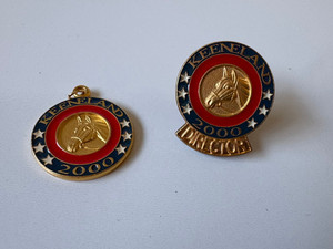 Keeneland 2000 White,Red & Blue Diector Pin & Charm Brookside Farm,Horse "Cigar"