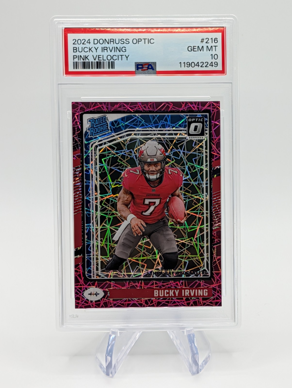 2024 PANINI DONRUSS OPTIC PINK VELOCITY #216 BUCKY IRVING RC /80 PSA 10 POP 1