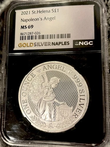 2021 st. Helena 1 oz silver Napoleons Angel ms69 NGC Black Core GSN