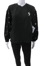 P.J. Salvage Womens Cotton Distressed Geometric Colorblock Sweatshirt Size XS