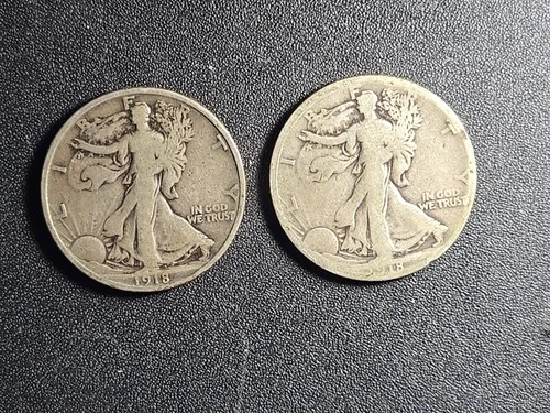 1918 P, S U.S. SILVER Walking Liberty $1/2  (0.90 fine, 0.7 oz ASW)   stk#P46