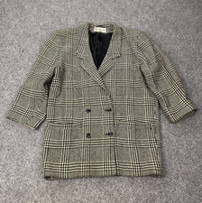 Vintage Peabody House Blazer Womens 9/10 Black White Wool Houndstooth 80s