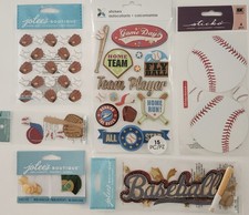JOLEE'S BOUTIQUE Sticko Momenta Lot Of 6 Scrapbooking Stickers SPORTS BASEBALL