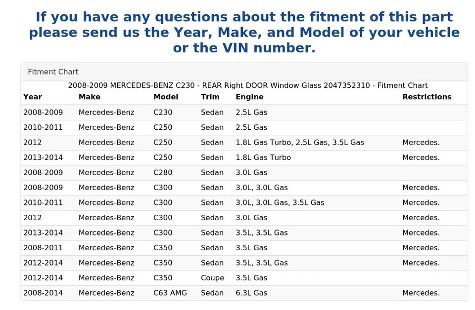 2008-2009 MERCEDES-BENZ C230 - REAR Right DOOR Window Glass 2047352310 - Image 4 of 4