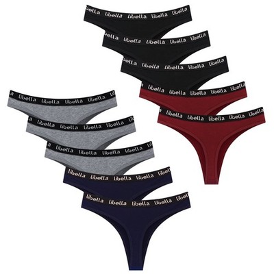 Tangas Damen 10er Pack String Tanga Baumwolle Unterhosen Set 3207BBRG L