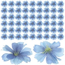 100 PCS Blue Cherry Blossom Flower Heads Artificial Silk Flower Head Petals