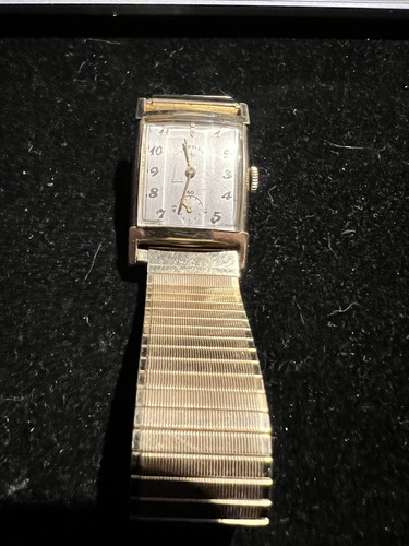 Mens Vintage Lord Elgin Tank 14k Gold Filled Manual Wind Up Watch Working.