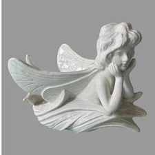 Fitz & Floyd Art Nouveau Figural Fairy Porcelain Bowl Statue