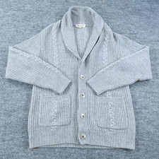 Madewell Sweater Men Medium Gray Shawl Collar Cable Knit Cardigan Merino Wool