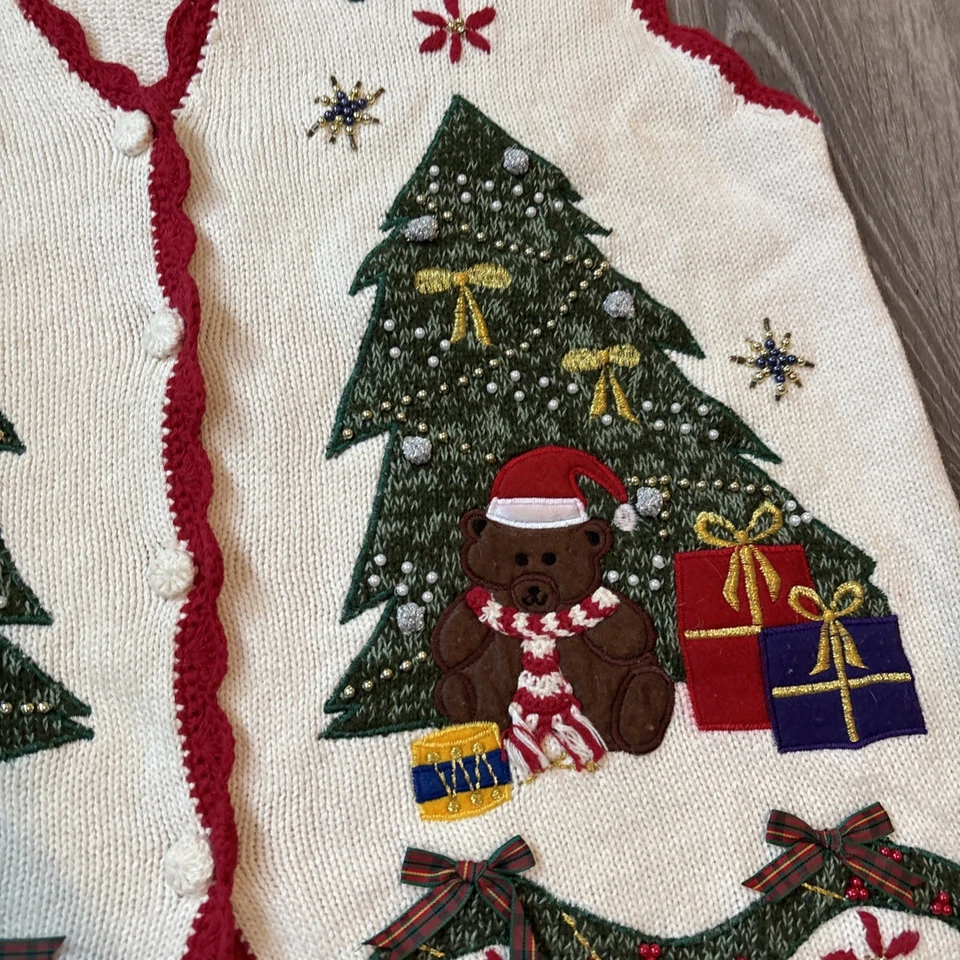 Chaleco de Navidad vintage para mujer bordado de peluche talla XL EN RECURSO Foto 2 de 4