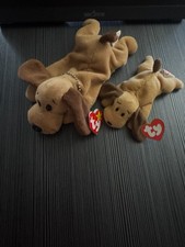 Ty Beanie Baby Bones Dog 3rd Gen Hang tag 2nd Gen Tush tag With Teenie Bones