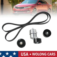 Serpentine Belt & Tensioner & Idler Pulley Kit for 11-14 Hyundai Kia 2.0L 2.4L