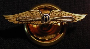 VTG UNKNOWN 10K GOLD AVIATION AIRCRAFT "M" PROPELLER WING WINGS SCREW BACK PIN