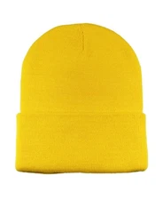 Unisex Plain Warm Knit Beanie Hat Cuff Skull Ski Cap Gold Color Yellow