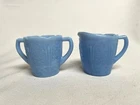 Antique Delphite Blue Cherry Blossom Childs Creamer & Sugar Depression Glass