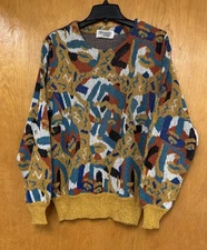 Missoni Uomo Sweater Men's Medium Multicolor Abstract Print Knit Long Sleeve