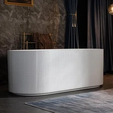 Glossy White Finish Modern Batthtub 59 inch Bathroom For Tub With Chrome Drain