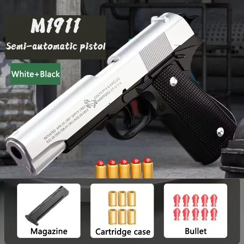 1911 Soft Bullet Toy Gun Shell Ejecting Simulation Pistol Gi