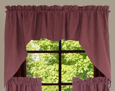 Primitive Ticking Wine Curtain Swags