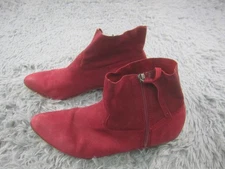 Frye and Co Suede Booties Womens 9.5 Red Ankle Boots Zip Up