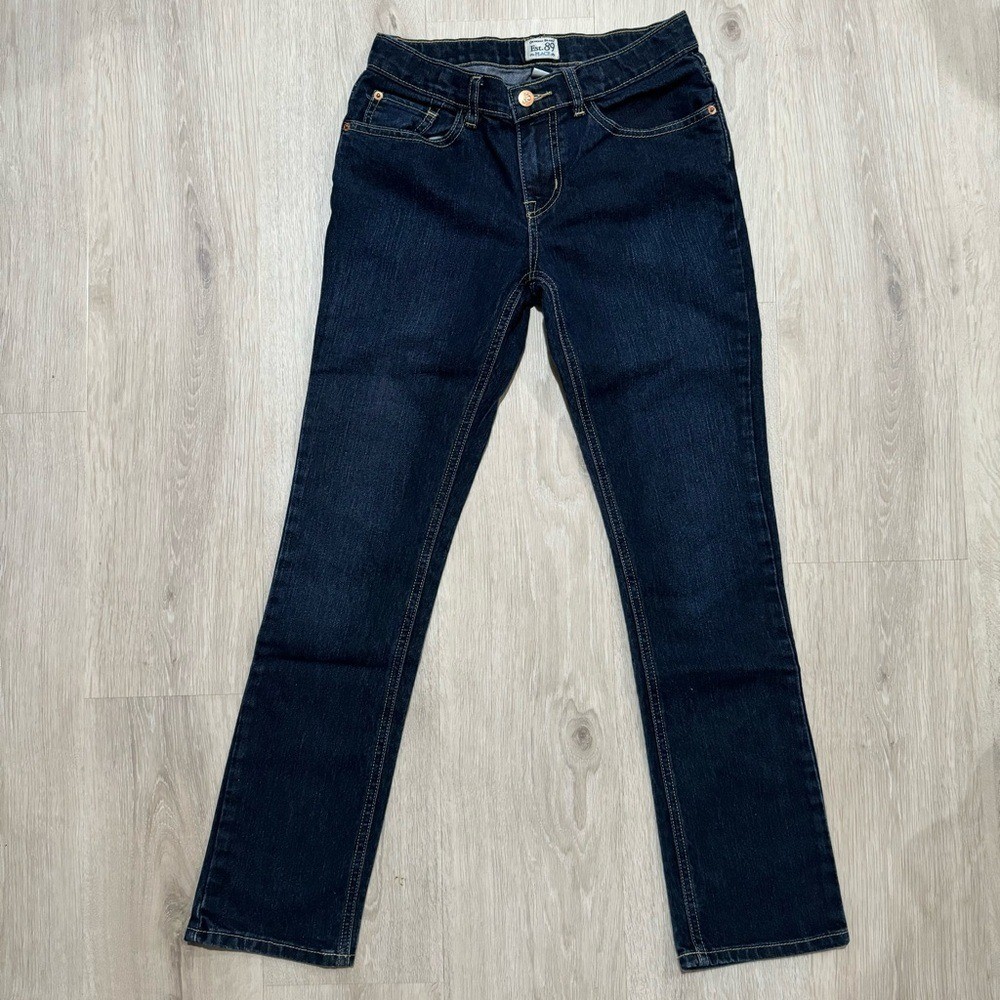 kids childrens place dark blue wash skinny stretch denim jeans pants