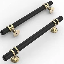 Amerdeco 10 Pack Knurled Matte Black Cabinet Pulls