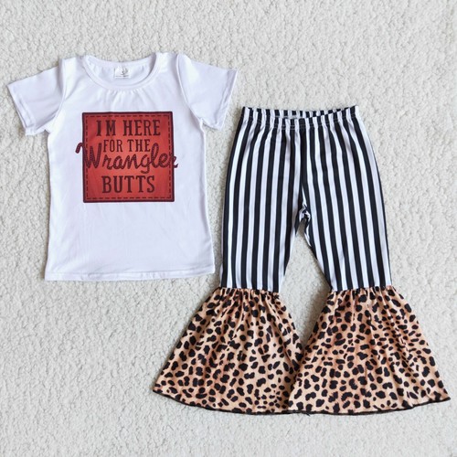 Toddler Girls Bell Bottom Pants Boutique Outfit Adorable Moo Cow Clothes Set - Picture 15 of 24