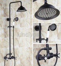 Black Oil Rubbed Brass Exposed Bathroom Rain Shower Faucet Set Mixer Tap Krs491
