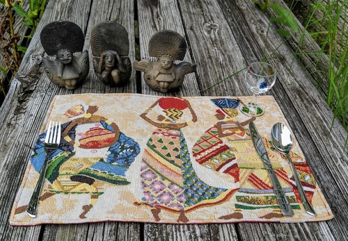 DaDa Bedding Set of 4 Dancing African Women Kwanza Tapestry TableCloth Placemats - Picture 9 of 12