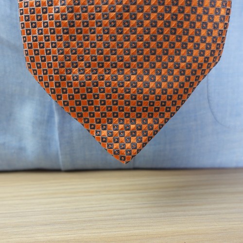 Countess Mara Neck Tie Mens Orange Solid Silk Formal Grenadine Bright Crown Logo - Picture 2 of 10