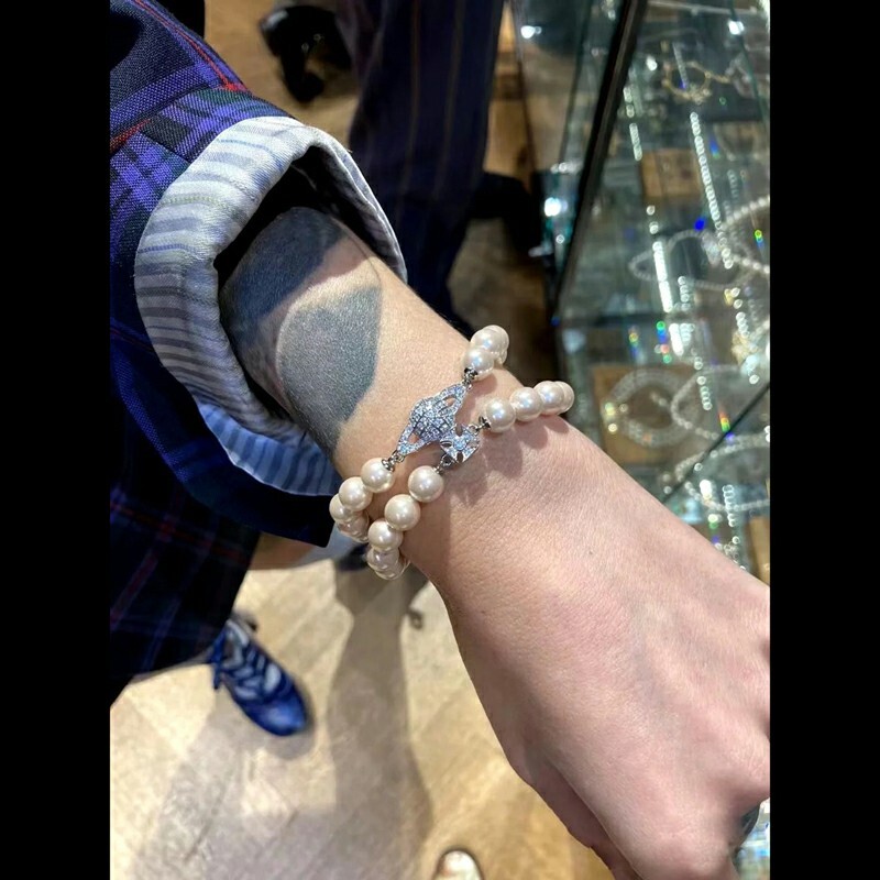 Vivienne Westwood GRAZIELLA PEARL ブレスレット Vivienne Westwood GRAZIELLA Pearl Pave Bracelet silver tone