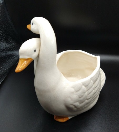 "Plantadora vintage Takahashi JAPÓN porcelana cerámica pato cisne gansos/ganso 6""" - Imagen 2 de 10