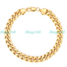 Designer Inspired 18K Gold Filled 7mm Wide 8"Cuban Curb Link Chain Bracelet H70B