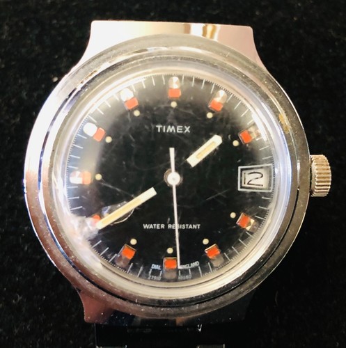 Vintage Timex Military WristWatch Black English Dial / 241
