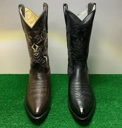 MEN'S COWBOY BOOTS GENUINE LEATHER WESTERN STYLE J BOTA VAQUERA MEXICANA  PUNTAL | eBay