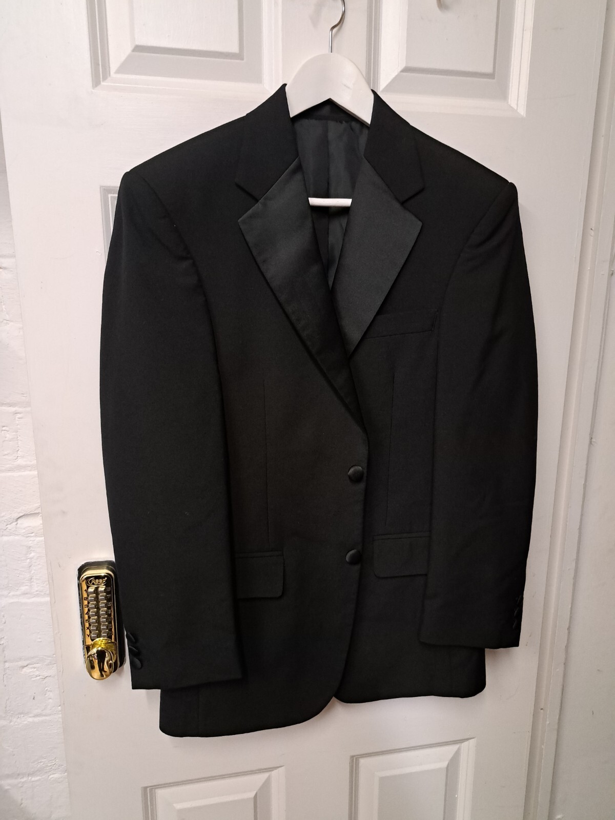 Giacca da pranzo smoking Marks Spencer UK 34 nero Savile fila 2 pezzi bavero intagliato