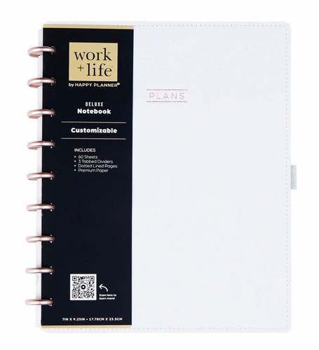 Happy Planner Work + Life Ivory DOT LINED DELUXE CLASSIC NOTEBOOK | eBay