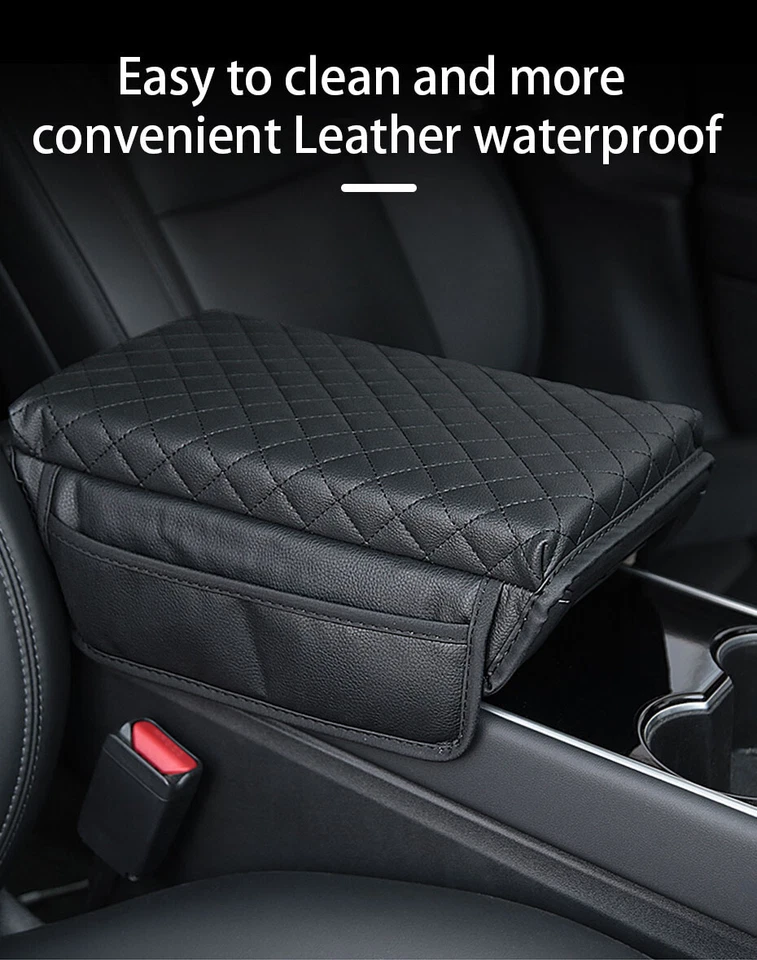 Car Armrest Pad Center Console Box Cover Leather Protector Cushion Accessories - Image 3 of 4