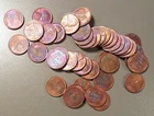 1949-P Lincoln Cents, BU Roll of 42 pc's, Vivid Toning, Lots of Gem BU.