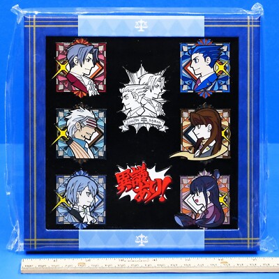 Phoenix Wright Ace Attorney Stained Glass Enamel Pin Box 8 Set Official